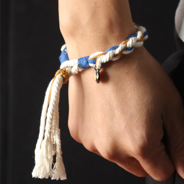 Bracelet porte-bonheur fait main Thangka en Buddha Stones Tibet Zakiram Déesse de la richesse