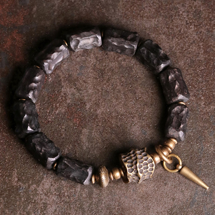 Bracelet Couple Protection Équilibre Bois Ébène Cuivre Buddha Stones