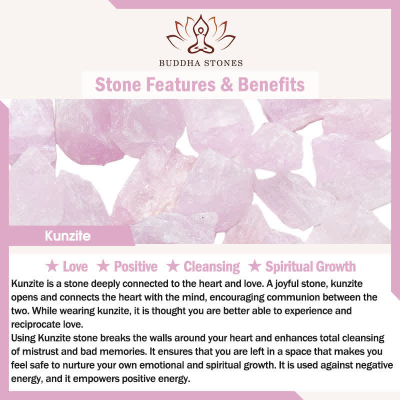 Bracelet de croissance spirituelle en kunzite naturelle avec Buddha Stones