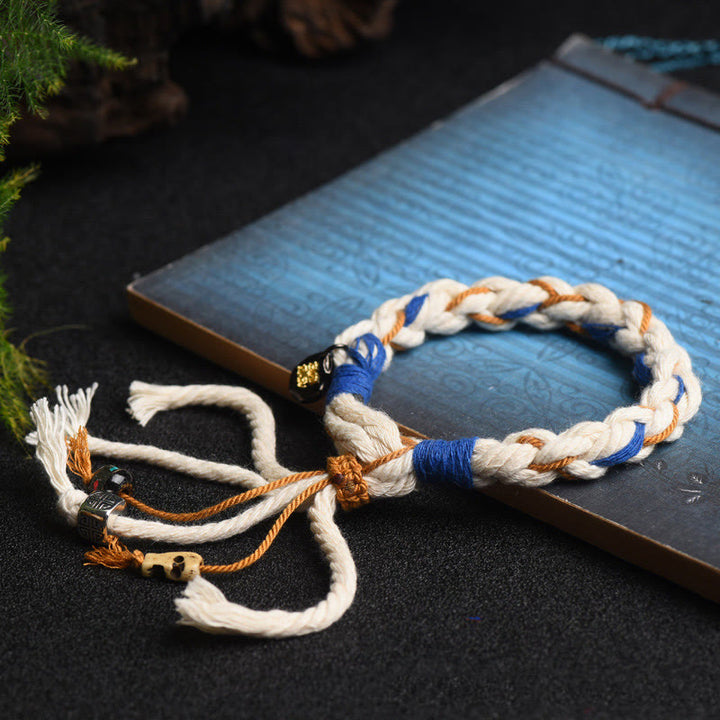 Bracelet porte-bonheur fait main Thangka en Buddha Stones Tibet Zakiram Déesse de la richesse