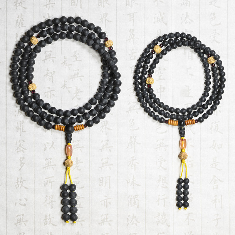 Bracelet de guérison tibétain Mala en Buddha Stones , graines de cyprès et de Bodhi, agate rouge