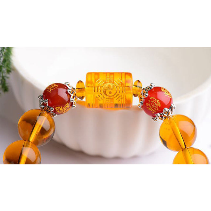 Bracelet de fortune et de bonheur en Buddha Stones en citrine naturelle