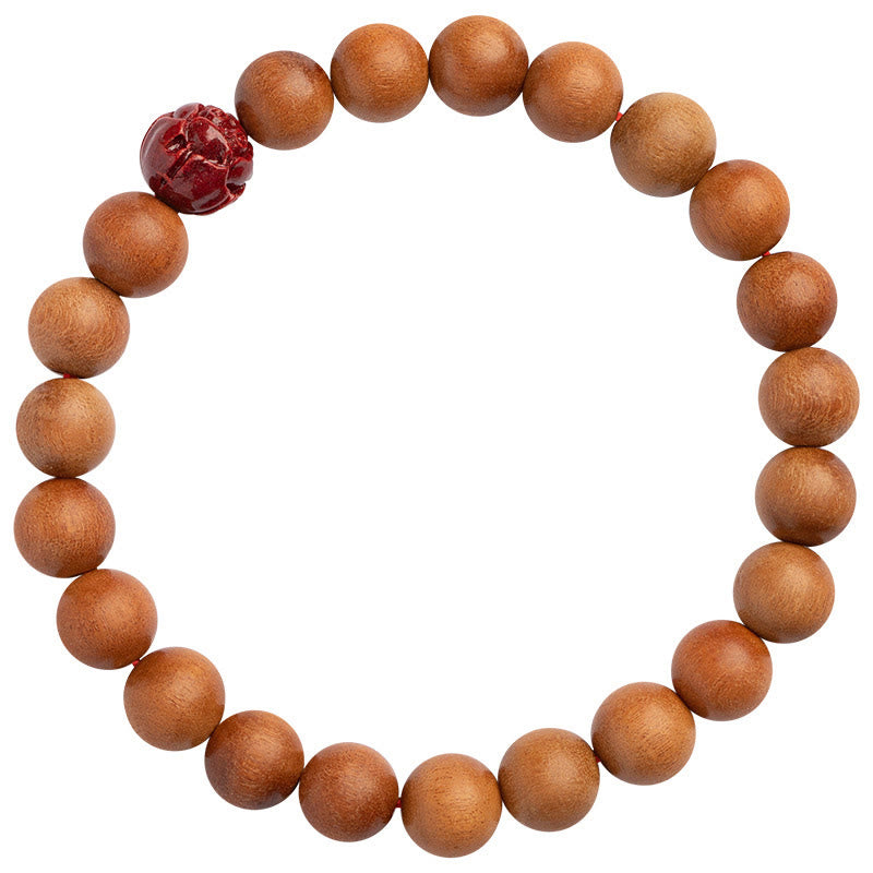 Bracelet Buddha Stones Bois de pêche Lotus Cinabre Chance Richesse