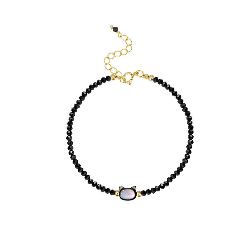 Bracelet de guérison en pierre tridacna avec spinelle noire et cristal blanc plaqué or 14 carats de Buddha Stones - image 10