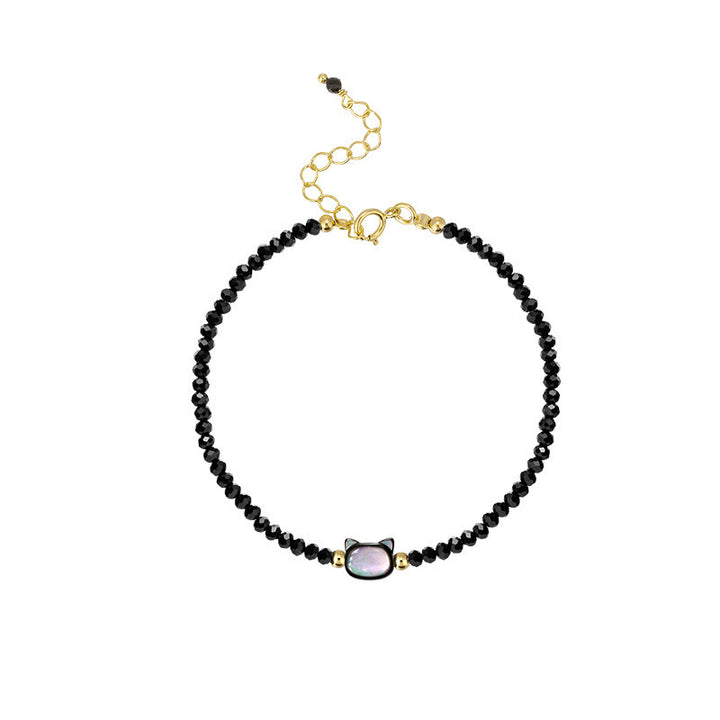 Bracelet de guérison en pierre tridacna avec spinelle noire et cristal blanc plaqué or 14 carats de Buddha Stones - image 10