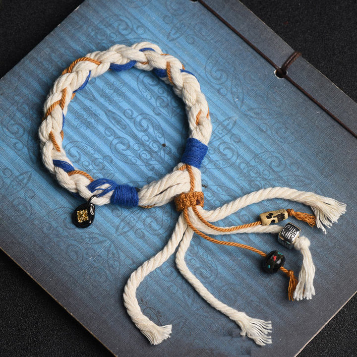 Bracelet porte-bonheur fait main Thangka en Buddha Stones Tibet Zakiram Déesse de la richesse