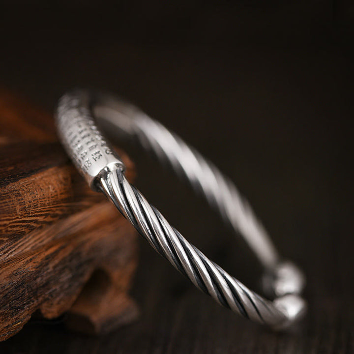 Bracelet manchette tibétain en Buddha Stones Om Mani Padme Hum Sutra du cœur Pureté