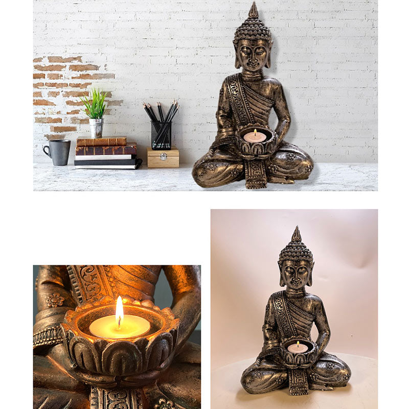 Bougeoir décoratif tibétain en Buddha Stones de Bouddha avec bénédiction du Bouddha