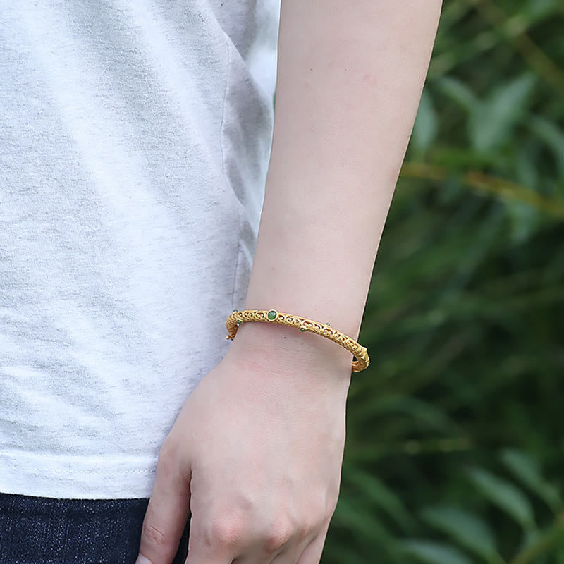 Bracelet de guérison calme et de Buddha Stones en cuivre et jade cyan