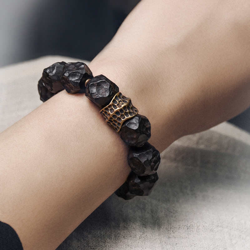 Bracelet couple en bois d'ébène et cuivre pour la paix et l'équilibre