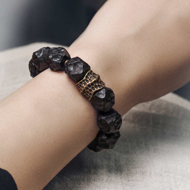 Bracelet couple en bois d'ébène et cuivre pour la paix et l'équilibre