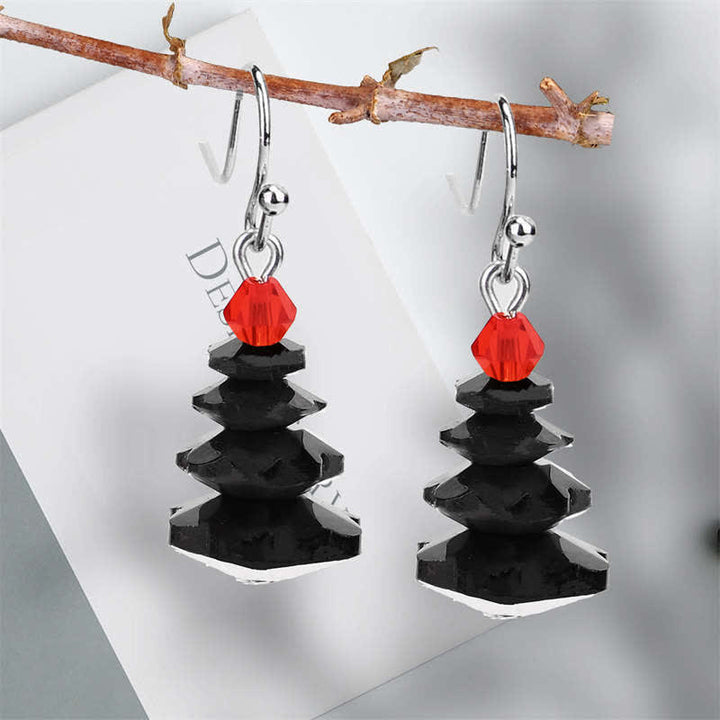 Boucles d'oreilles pendantes en cristal varié avec améthyste et arbre de Noël
