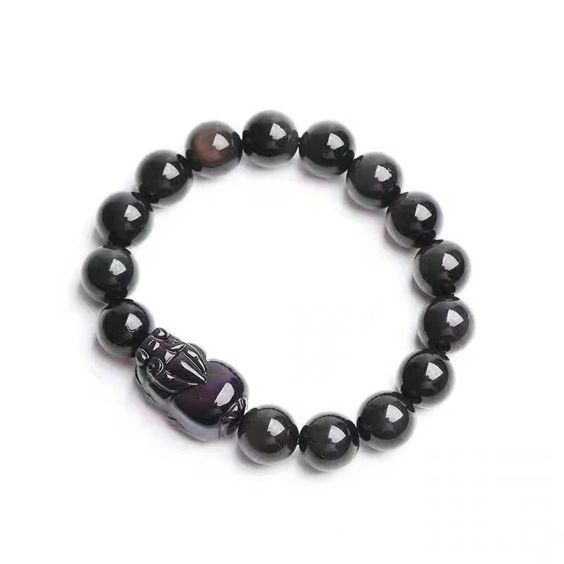 Bracelet de guérison FengShui PiXiu en obsidienne arc-en-ciel Buddha Stones
