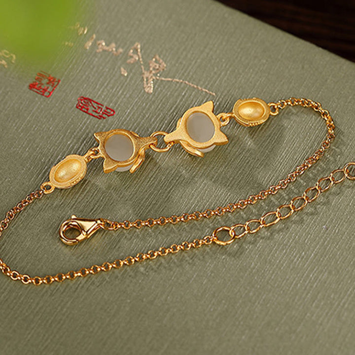 Bracelet porte-bonheur en argent sterling 925 Buddha Stones et jade blanc Hetian naturel cyan