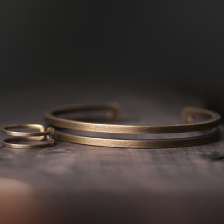 Bracelet manchette viking en cuivre rustique avec Buddha Stones