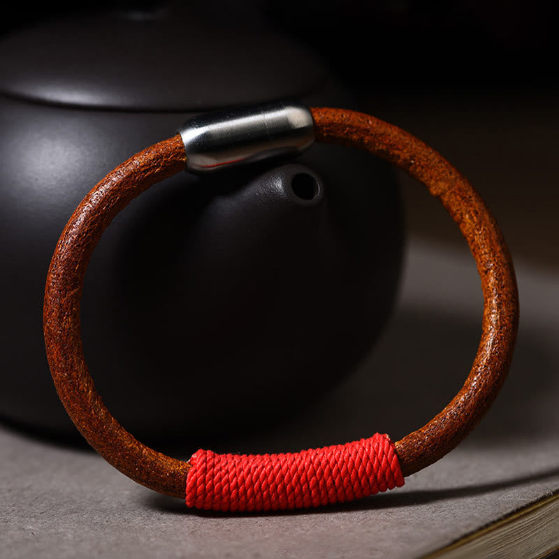 Bracelet en cuir tibétain fait main avec Buddha Stones et boucle porte-bonheur en forme de cinq éléments - image 14