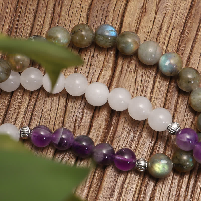 Bracelet de protection en pierre noire pailletée avec 108 Buddha Stones