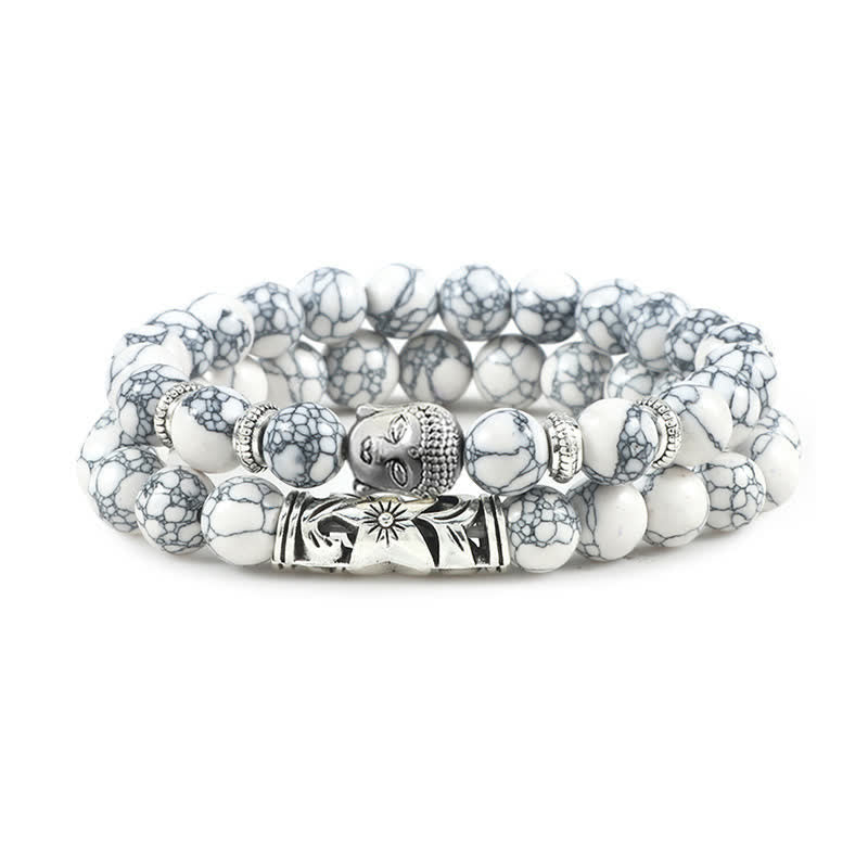 Bracelet de protection Bouddha en agate cristal naturel 2 pièces