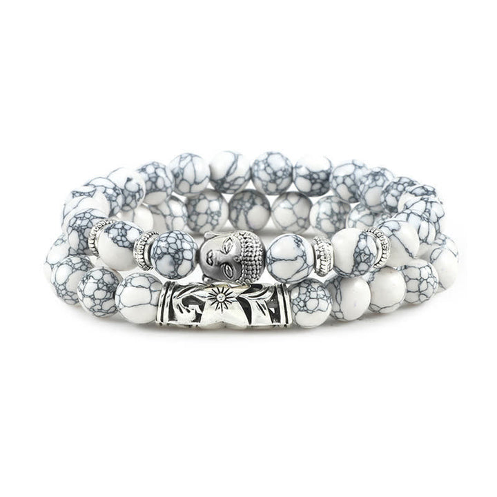 Bracelet de protection Bouddha en agate cristal naturel 2 pièces