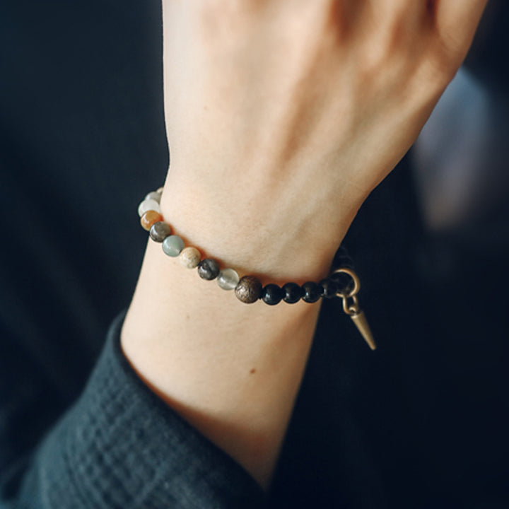 Bracelet couple force cuivre cristal sodalite obsidienne noire Buddha Stones