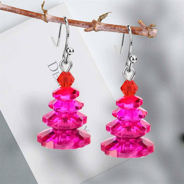 Boucles d'oreilles pendantes en cristal varié avec améthyste et arbre de Noël