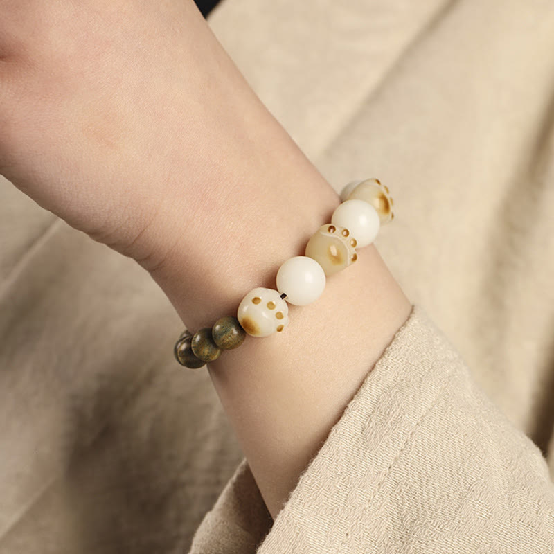 Bracelet de guérison en Buddha Stones de chat et pattes de chat en bois de santal vert naturel et graines de Bodhi - image 9
