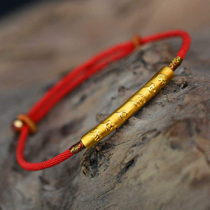 Bracelet bouddhiste tibétain fait main en pierres de Bouddha avec cordon rouge porte-bonheur Mantra Buddha Stones