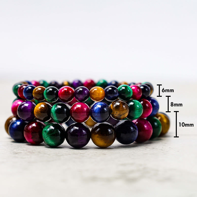 Bracelet courageux et résolu en œil de tigre avec Buddha Stones