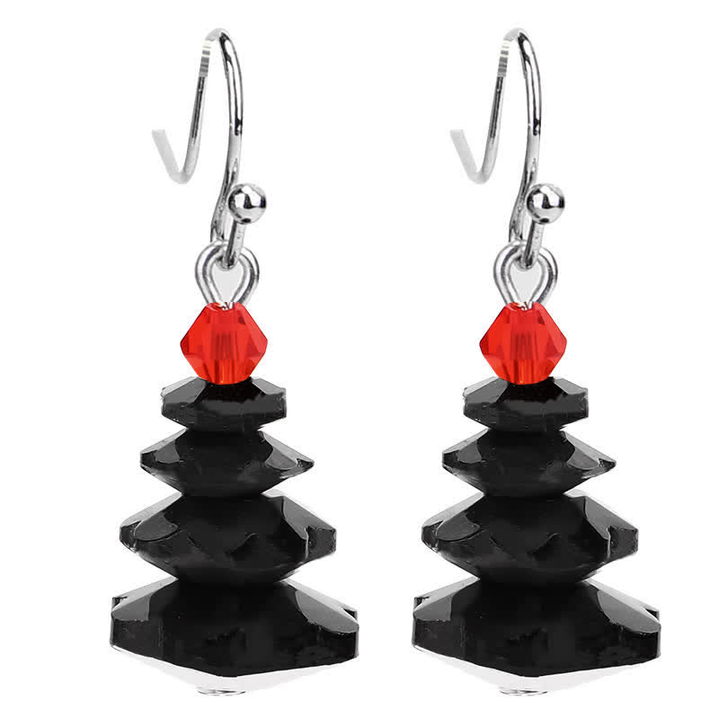 Boucles d'oreilles pendantes en cristal varié avec améthyste et arbre de Noël