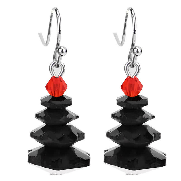 Boucles d'oreilles pendantes en cristal varié avec améthyste et arbre de Noël