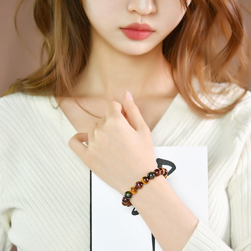 Bracelet de protection positive en œil de tigre naturel Buddha Stones