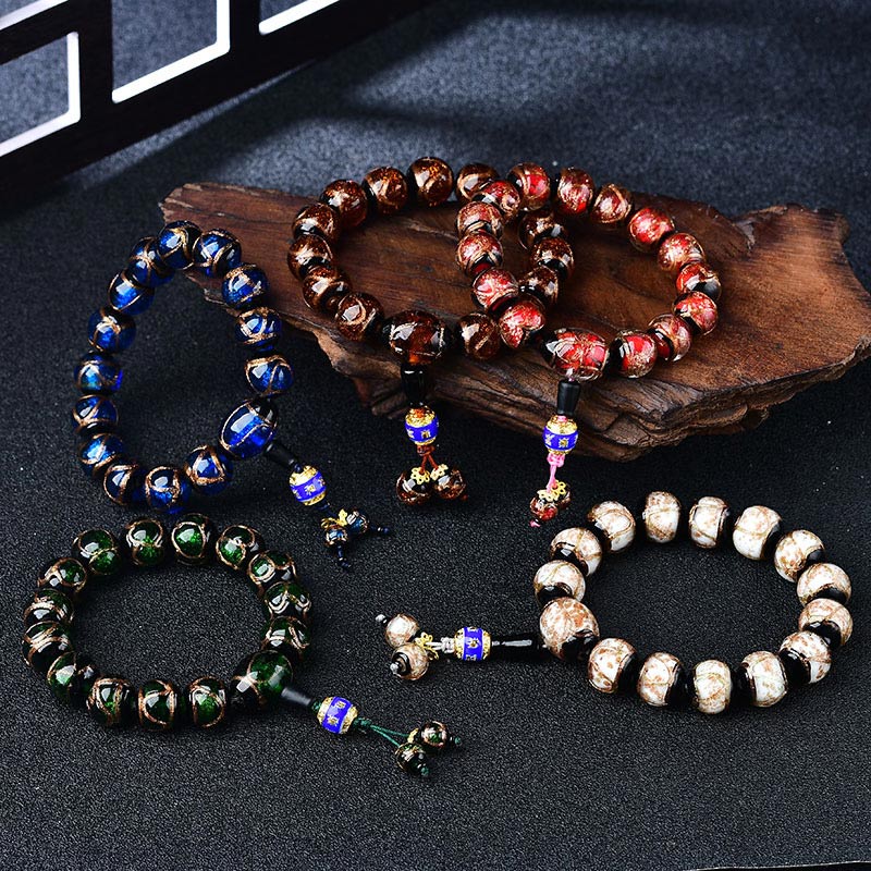 Bracelet de guérison tibétain en agate veine de dragon