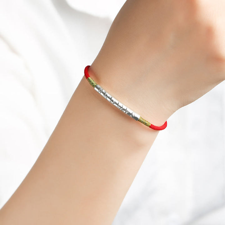 Bracelet bouddhiste tibétain fait main en pierres de Bouddha avec cordon rouge porte-bonheur Mantra Buddha Stones