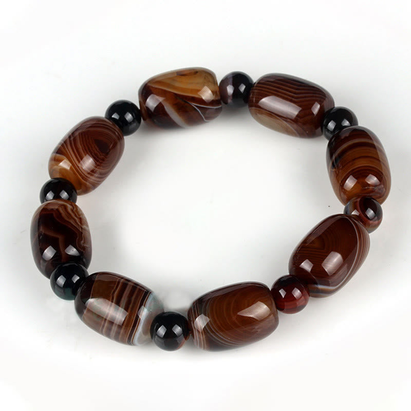 Bracelet de courage et de bonheur en sardonyx naturel Buddha Stones