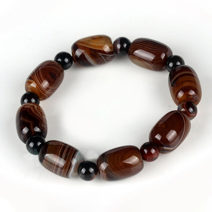 Bracelet de courage et de bonheur en sardonyx naturel Buddha Stones