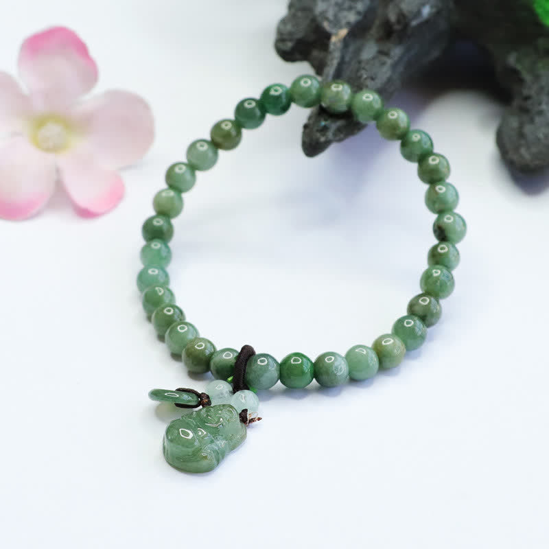 Bracelet de guérison en jade cyan Bouddha rieur de Buddha Stones