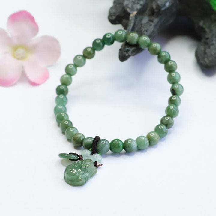 Bracelet de guérison en jade cyan Bouddha rieur de Buddha Stones