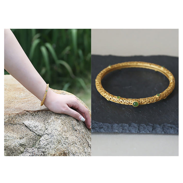 Bracelet de guérison calme et de Buddha Stones en cuivre et jade cyan