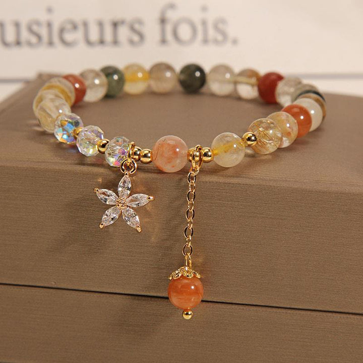 Bracelet de fleur en zircon et quartz rutile multicolore de Buddha Stones