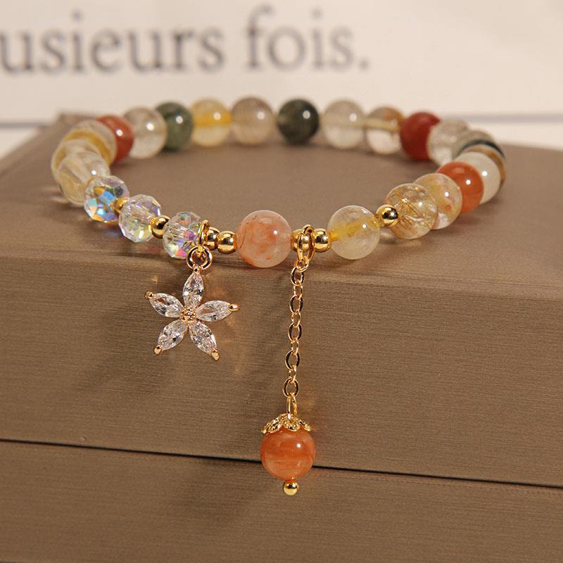 Bracelet de fleur en zircon et quartz rutile multicolore de Buddha Stones