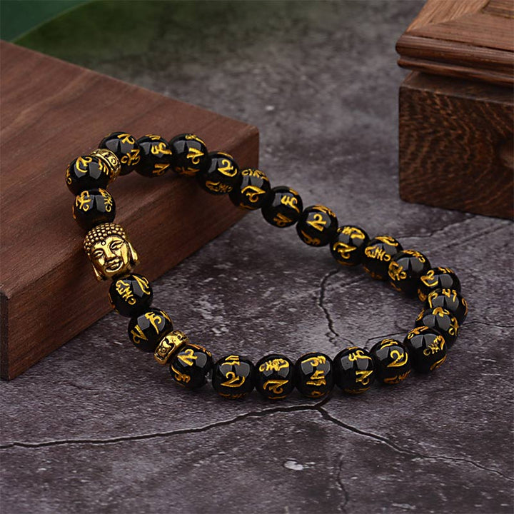 Bracelet amulette tibétain avec mantra de Buddha Stones de Bouddha