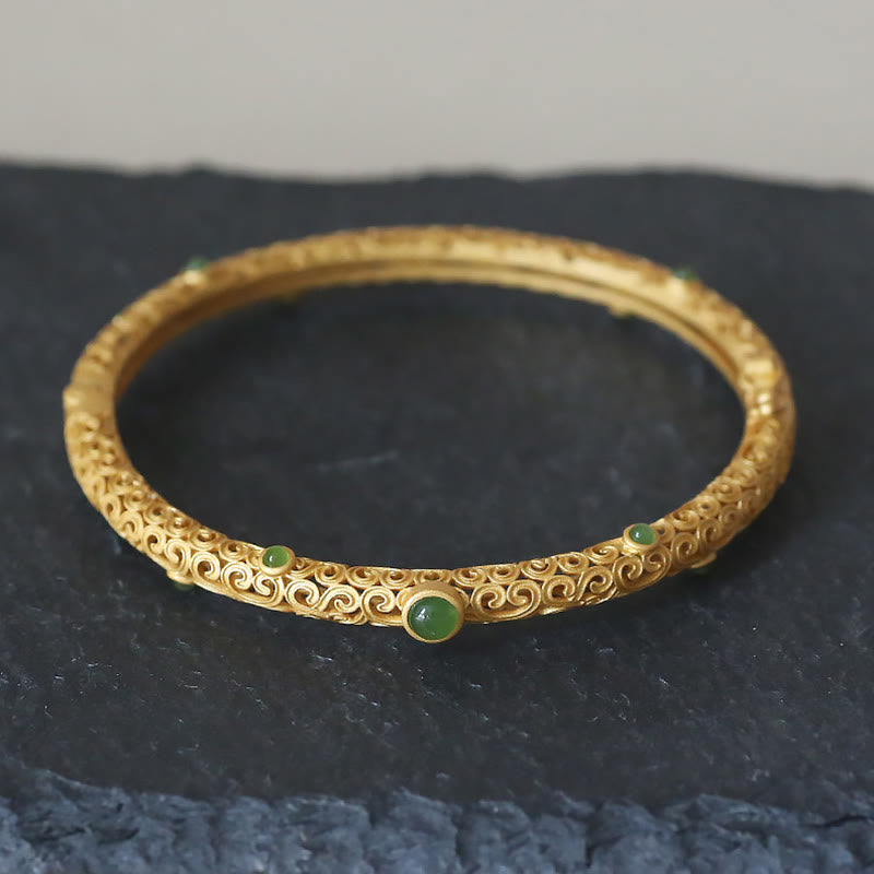 Bracelet de guérison calme et de Buddha Stones en cuivre et jade cyan