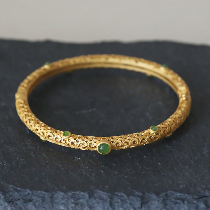 Bracelet de guérison calme et de Buddha Stones en cuivre et jade cyan