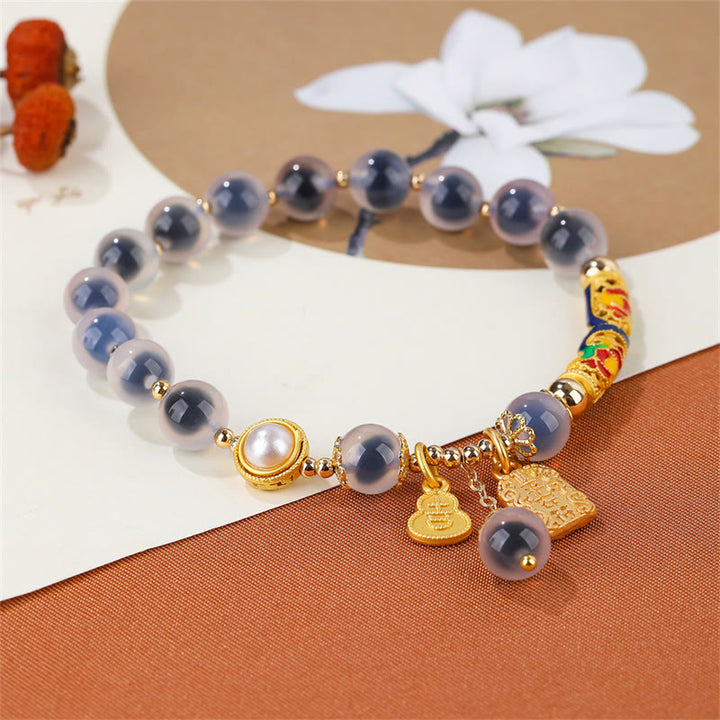 Bracelet de force en agate bleue naturelle Buddha Stones