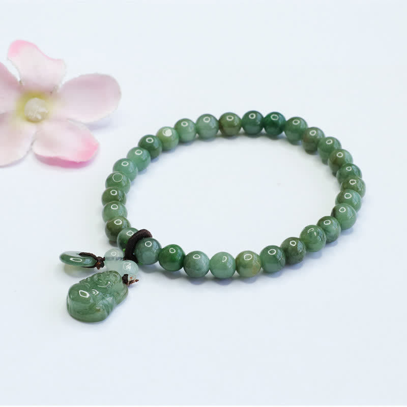 Bracelet de guérison en jade cyan Bouddha rieur de Buddha Stones