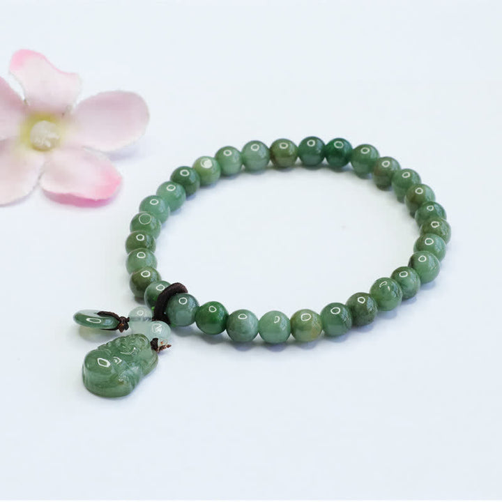 Bracelet de guérison en jade cyan Bouddha rieur de Buddha Stones