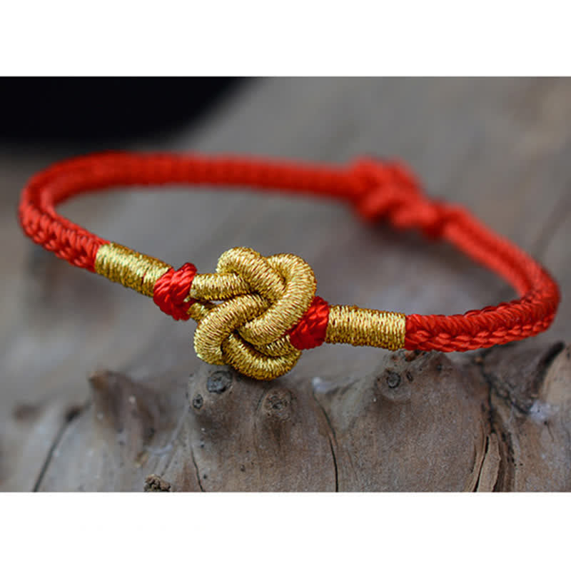 Bracelet tressé fait main avec un design simple et des nœuds chinois pour la force et la chance