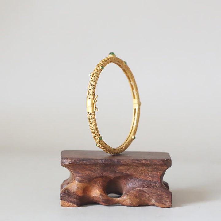 Bracelet de guérison calme et de Buddha Stones en cuivre et jade cyan