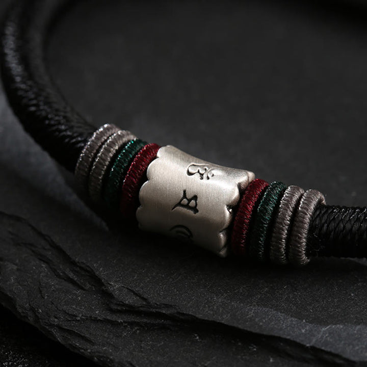 Bracelet à boucle magnétique en argent sterling 999 Buddha Stones Om Mani Padme Hum Peace
