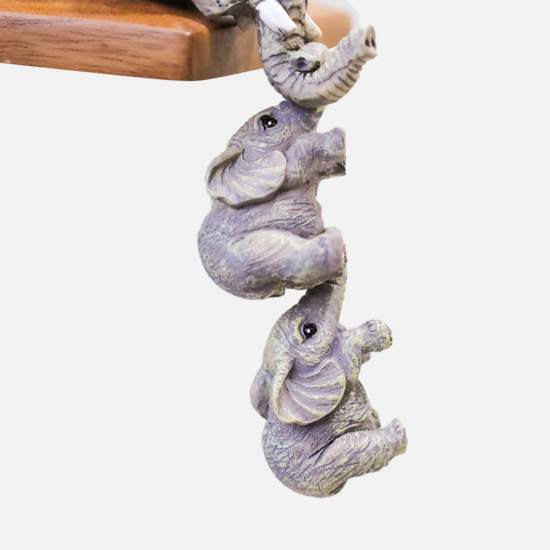 Buddha Stones 3 pièces Figurines Feng Shui Éléphant Sitter Figurine de Richesse Décoration de la Maison
